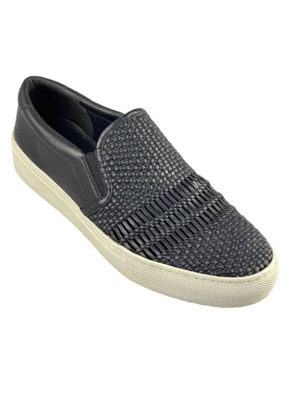 VIA SPIGA Shoes Women's Size 7 Black Woven Leather Loafer Flats